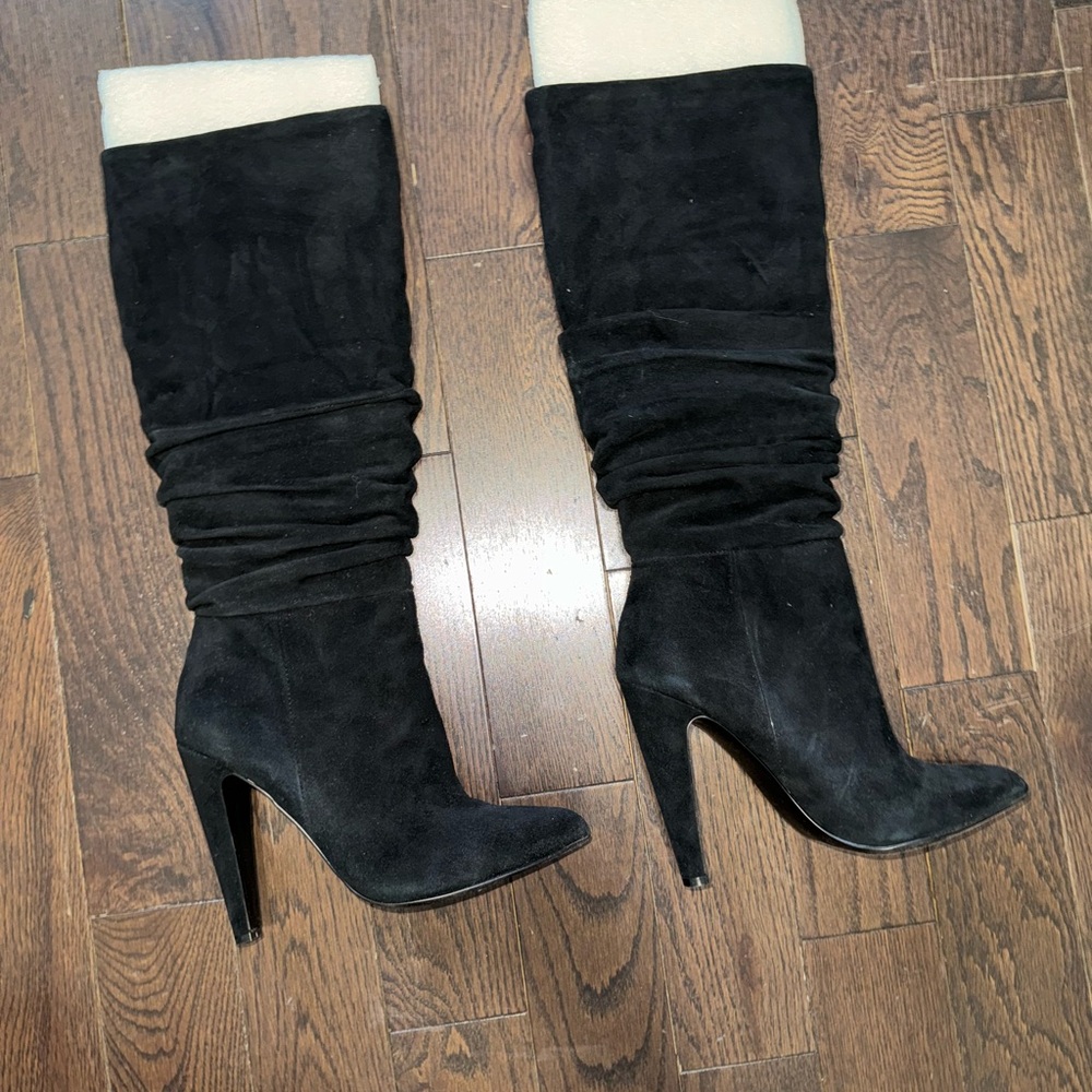 Steve Madden Black Suede Heeled Boots